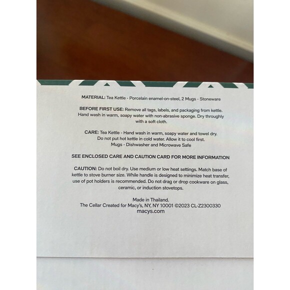 The Cellar Holiday Christmas Enamel Tea Kettle Stoneware Mug Set Host Gift NWT - Picture 10 of 12